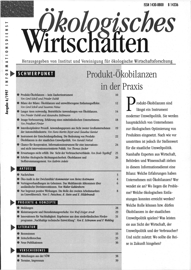 					Ansehen Bd. 12 Nr. 6 (1997): Produkt-Ökobilanzen in der Praxis
				