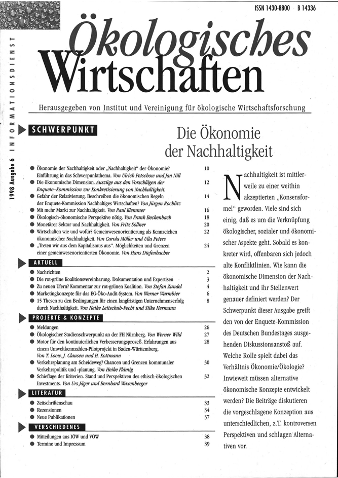 					Ansehen Bd. 13 Nr. 6 (1998): Die Ökonomie der Nachhaltigkeit
				