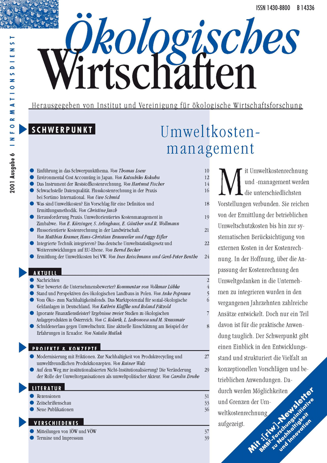 					Ansehen Bd. 16 Nr. 6 (2001): Umweltkostenmanagement
				