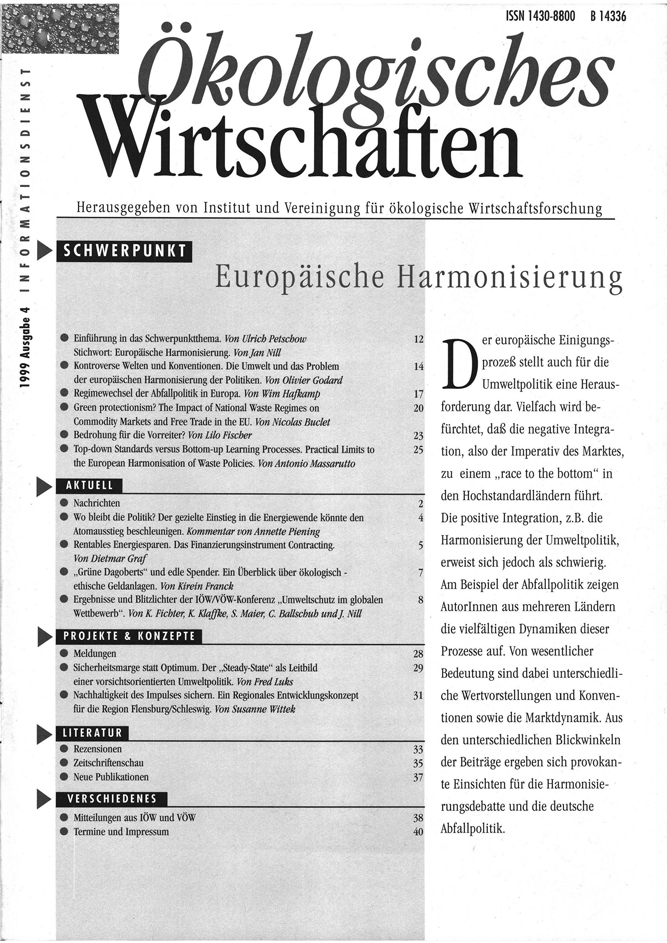 					Ansehen Bd. 14 Nr. 4 (1999): Europäische Harmonisierung
				