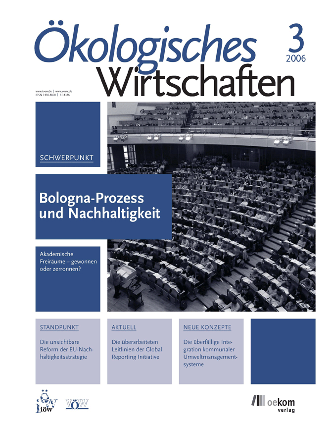 					Ansehen Bd. 21 Nr. 3 (2006): Bologna-Prozess und Nachhaltigkeit
				