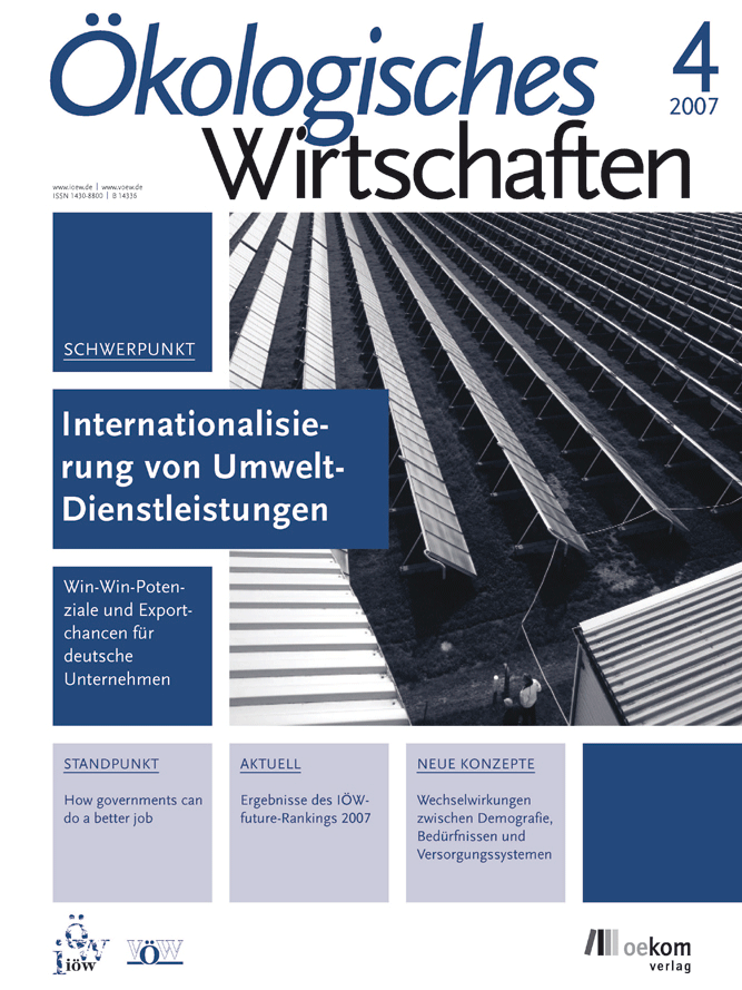 					Ansehen Bd. 22 Nr. 4 (2007): Internationalisierung Umweltdienstleistungen
				