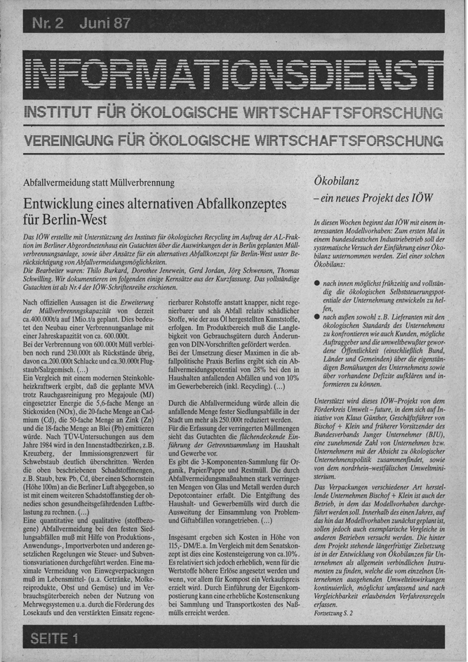 					Ansehen Bd. 2 Nr. 2 (1987): Ökologisches Wirtschaften
				