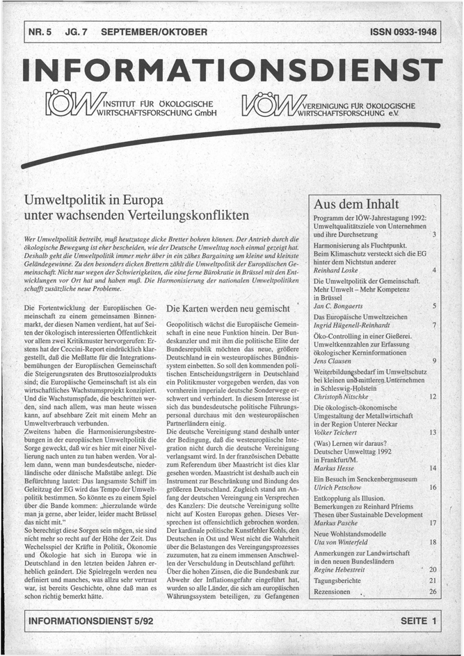 					Ansehen Bd. 7 Nr. 5 (1992): Umweltpolitik in Europa
				