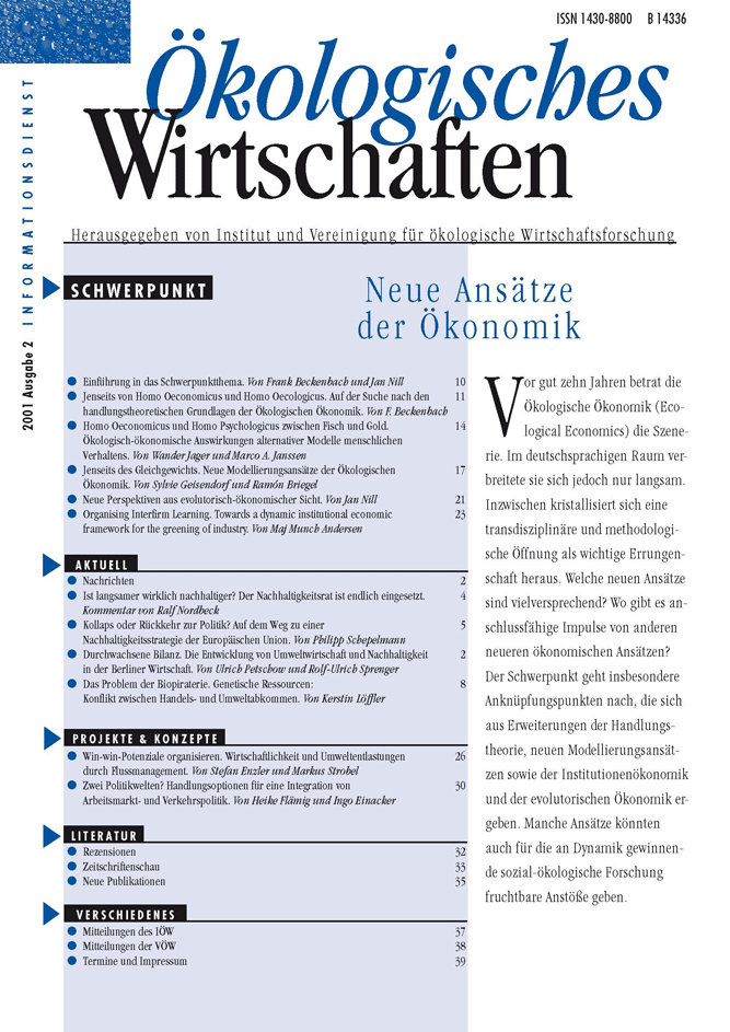 					Ansehen Bd. 16 Nr. 2 (2001): Neue Ansätze der Ökonomik
				