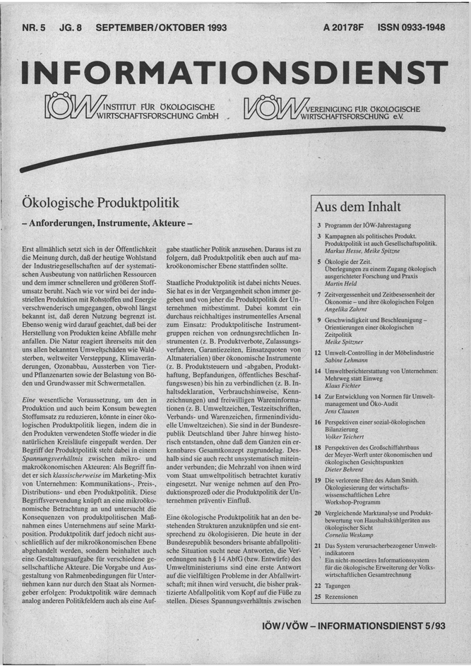 					Ansehen Bd. 8 Nr. 5 (1993): Ökologische Produktpolitik
				