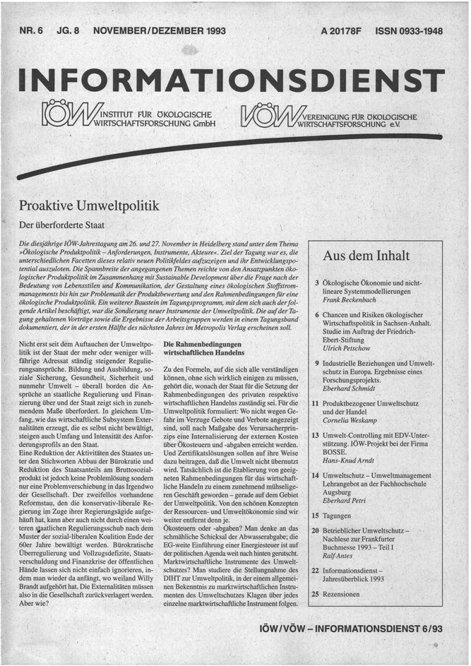 					Ansehen Bd. 8 Nr. 6 (1993): Ökologisches Wirtschaften
				