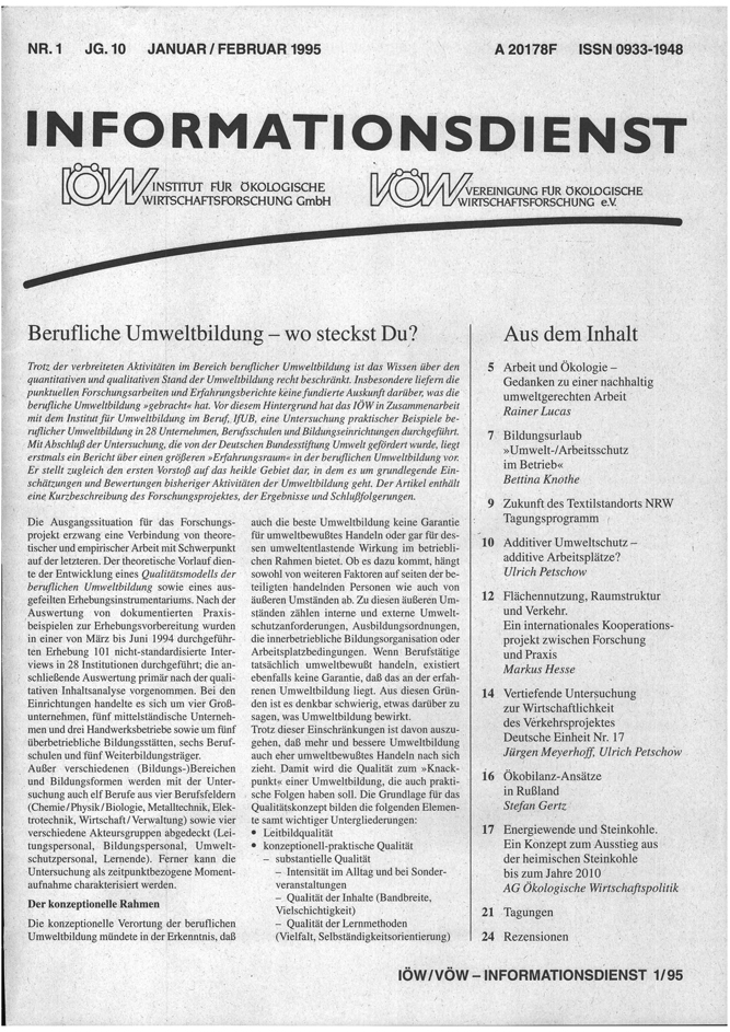 					Ansehen Bd. 10 Nr. 1 (1995): Berufliche Umweltbildung
				