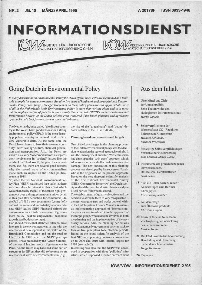 					Ansehen Bd. 10 Nr. 2 (1995): Environmental Policy
				