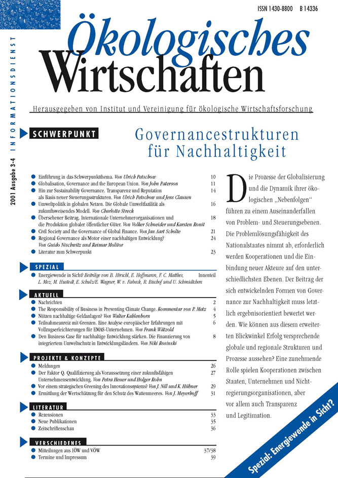 					Ansehen Bd. 16 Nr. 3-4 (2001): Governancestrukturen für Nachhaltigkeit
				